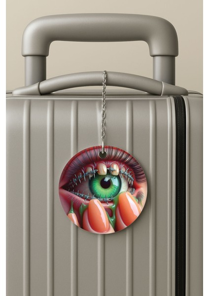 Pleksi Zincirli Bavul Etiketi Seyahat Tatil Için Tasarım Valiz Etiketi Hologram Eyes1