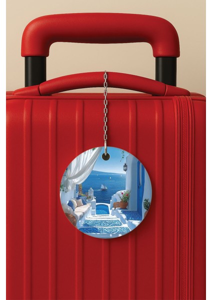 Desenli Baskılı Pleksi Zincir Aparatlı Bavul Etiketi Valiz Etiketi Var Bi Hayalimiz