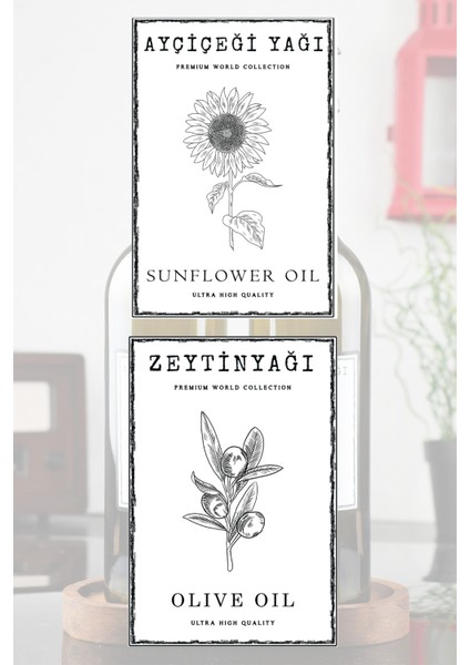 Zeytinyağı ve Ayçiçek Yağı Etiketi 2 Adet Yağdanlık Etiketi 7X10 cm Seçenekli