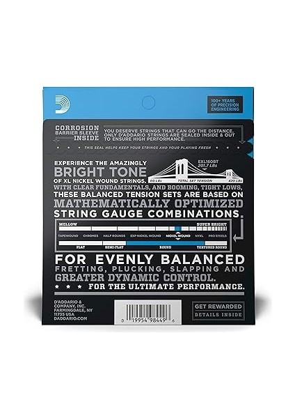 EXL160BT Bas Gitar Tel Seti, Xl, 50-120 Long Scale, Nickel fiyatları