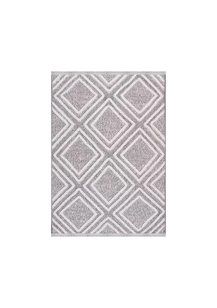 Muhana Geometrik Gri Polyester Pamuk Tabanlı Makine Halısı