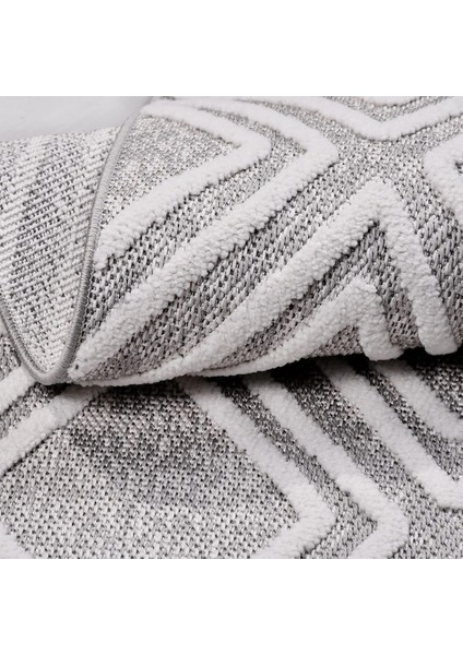 Muhana Geometrik Gri Polyester Pamuk Tabanlı Makine Halısı indirimleri