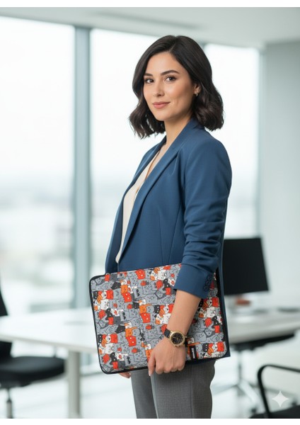 Çok Bölmeli, Kedi Desenli Samsung Galaxy Tab S9+ / S9 Fe+ / S7 Fe ile Uyumlu 12.4" Tablet Çantası indirimleri