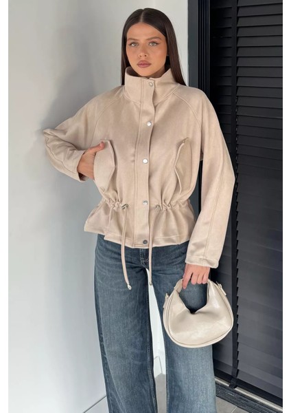 Kadın Bel Lastikli Süet Ceket P-00018946