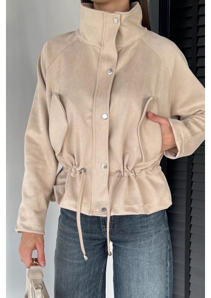 Kadın Bel Lastikli Süet Ceket P-00018946 modelleri