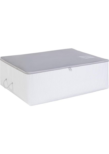 Home Textile Büyük Boy Gri Çizgili Stuff & Things Baza Altı Hurç 62 x 46 x 22 cm