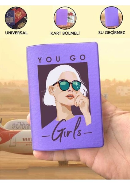 Tüm Ülke Pasaportlarına Uyumlu Go Girl Mor Vinleks Pasaport Kılıfı Kabı indirimleri