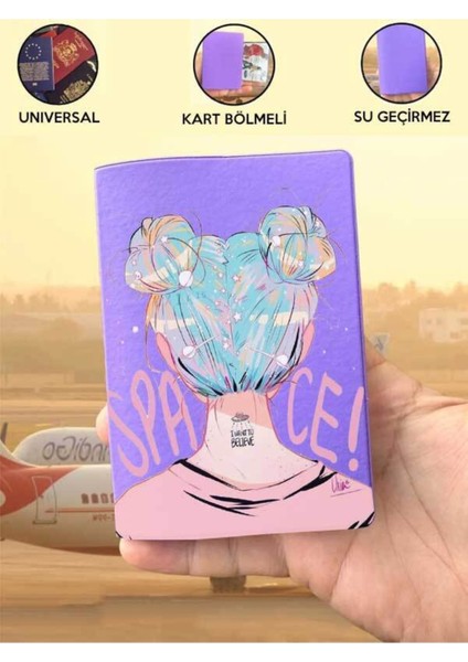 Tüm Ülke Pasaportlarına Uyumlu Space Mor Vinleks Pasaport Kılıfı Kabı fırsatları