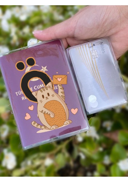 Kedili Ö Harfi Desenli Universal Şeffaf Pasaport Kılıfı Model Tüm Ülke Pasaportlarına Uygun