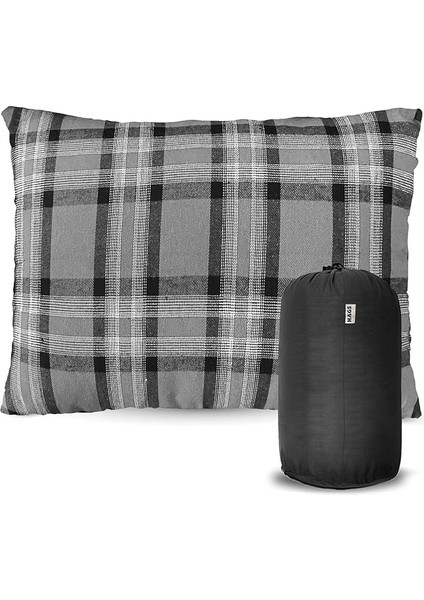 Kamp Yastığı, Seyahat Yastığı, Silikon Elyaf Dolgulu Hafif Küçük Yastık, Orta Sertlikte, Nefes Alabilir Kılıf, Kamp, Uçak ve Araba Için Ideal 30X45CM Flanel Gri