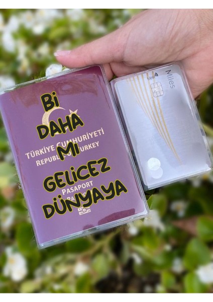 Bi Daha Mı Gelicez Desenli Universal Şeffaf Pasaport Kılıfı Model Tüm Ülke Pasaportlarına Uygun