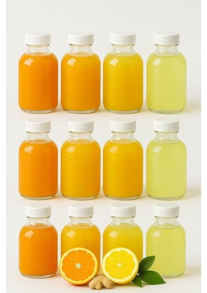 Adet Cam 50 ml Mini Shot Ginger Detox Şişe Plastik Sızdırmaz Kapaklı Kolonya Koku Süs Küçük Şişe