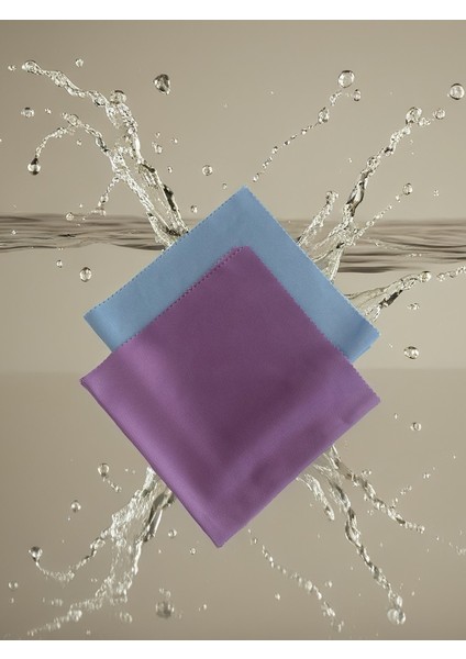 Aliva's Premium Mikrofiber Cam ve Ayna Bezi- Sihirli Temizlik Bezi - 40 x 40 cm Mor ve Mavi Renk 2 Adet