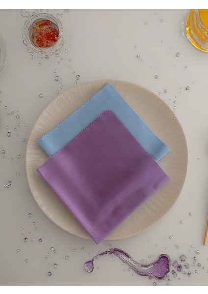 Aliva's Premium Mikrofiber Cam ve Ayna Bezi- Sihirli Temizlik Bezi - 40 x 40 cm Mor ve Mavi Renk 2 Adet modelleri