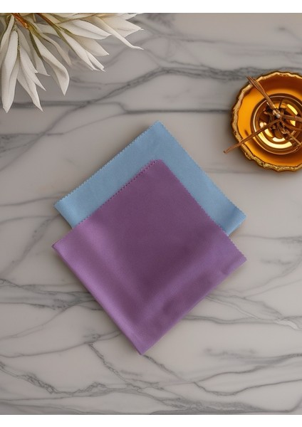 Aliva's Premium Mikrofiber Cam ve Ayna Bezi- Sihirli Temizlik Bezi - 40 x 40 cm Mor ve Mavi Renk 2 Adet