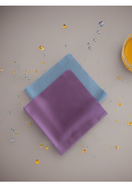 Aliva's Premium Mikrofiber Cam ve Ayna Bezi- Sihirli Temizlik Bezi - 40 x 40 cm Mor ve Mavi Renk 2 Adet