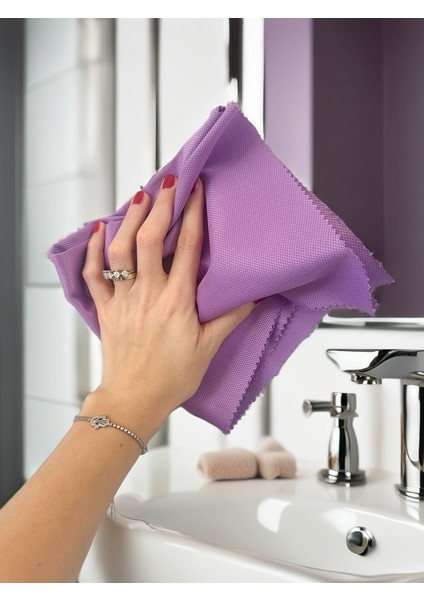 Aliva's Premium Mikrofiber Cam ve Ayna Bezi- Sihirli Temizlik Bezi - 40 x 40 cm Mor ve Mavi Renk 2 Adet