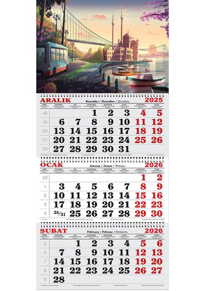 2026 Yılı Gemici Takvimi-Büyük Mecidiye Camii ve Boğaz