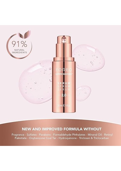 Süper Şarjlı Serum 2.0 - Mikro Akım Jeli, Hyaluronik Asit ve Squalane, Vegan, Tüm Cilt Tipleri Için, 1 Fl.oz/30 ml indirimleri