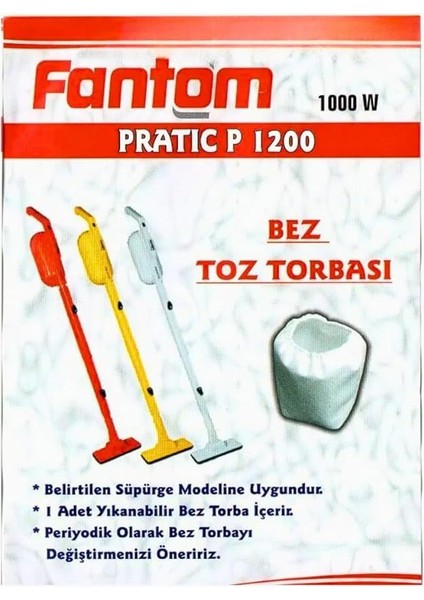 Bags | Fantom ile Uyumlu Pratik P1200 - Speedy Du 2000 - Beyaz Toz Torbası - 15 Adet