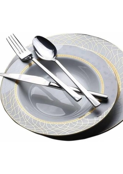 Çelik 42 Parça Çatal Kaşık Bıçak Takımı Lüks Sade Model