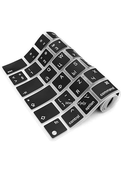 Rusça MacBook Klavye Koruyucu – Air 13/15 (A2681 A2941) & Pro 14/16 (A2442 A2485) Uyumlu • Türkçe Q & Uk Iso Enter • Ince Silikon, Toz & Sıvı Koruma Siyah fırsatları
