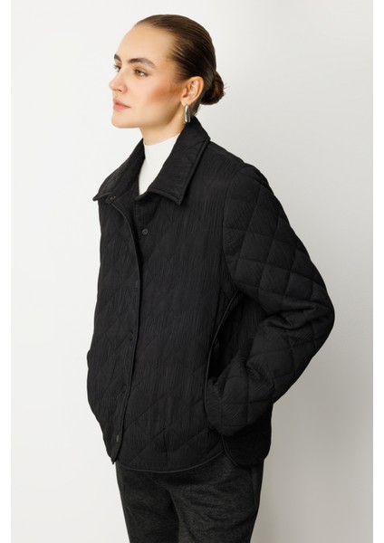 Kadın Dokulu Çıtçıtlı Mont 6501 Siyah fiyatları