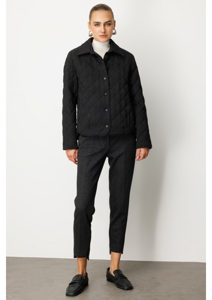 Kadın Dokulu Çıtçıtlı Mont 6501 Siyah modelleri