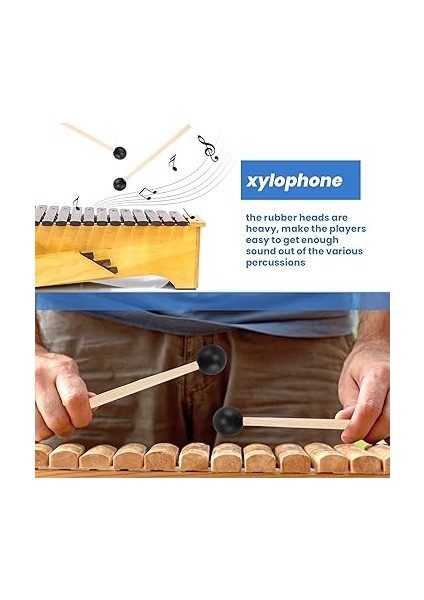 2 Adet Yumuşak Kauçuk Sopa Ahşap Saplı Çan Tokmaklar Glockenspiel Ksilofon Çan Müzik Aletleri Parçaları Siyah fiyatları