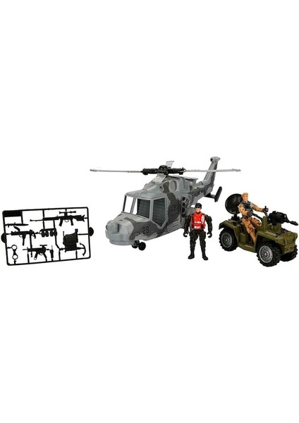 7076 Sun-Jdn-Hro-Asker Set 1ARAÇ 1helikopter 2figür 12 Parça Sesli Işıklı -