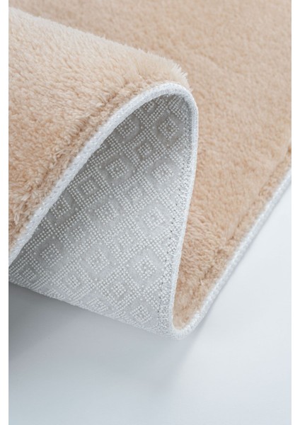 Yıkanabilir Premium Ponpon Saçaklı Kaymaz Taban Post Peluş Banyo Paspası 2'li Takım Bej mt modelleri