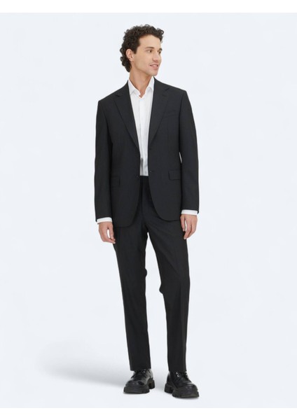 Siyah Çizgili Modern Fit Takım Elbise fiyatları