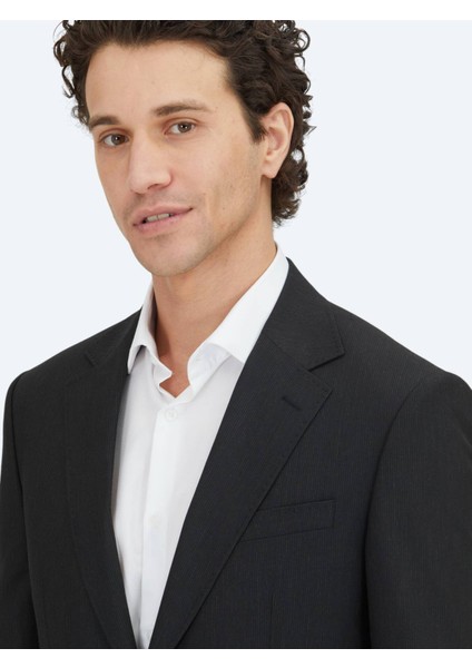 Siyah Çizgili Modern Fit Takım Elbise modelleri