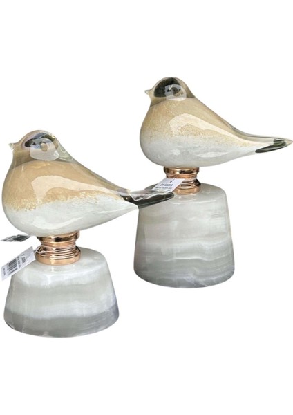 El Yapımı Cam Kuş Dekoratif Obje