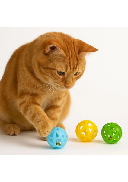 Çıngıraklı Kedi Topu | 4’lü Set | 4 cm Çapında Eğlenceli Kedi Oyuncağı fiyatları