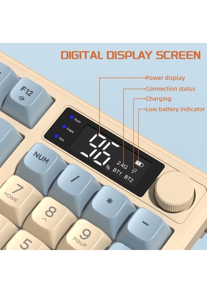 Freewolf M96 2.4g+Bt5.0 Çift Bağlantılı Tft LED Ekranlı Manyetik Switch Reinbow Gaming Oyuncu Klavye fiyatları