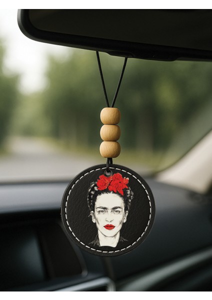 1.sınıf Suni Deri Süslemeli Desenli Uv Baskı Dikiz Araç Aynası Süsü Siyah - Xfrida