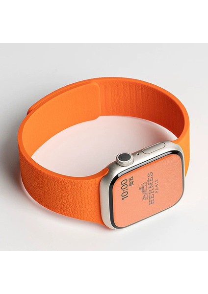 Apple Watch Series 11/10/9/8/7/se/se2/se3/ultra/ultra2/ultra3 Uyumlu 42/44/45/46/49MM Deri Görünümlü Yumuşak Dokulu Manyetik Mıknatıslı Kordon modelleri