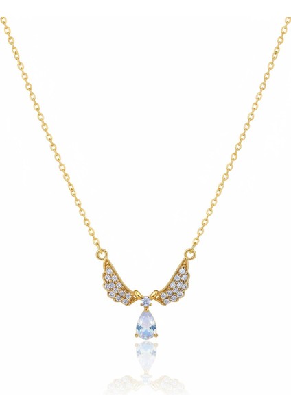 Turkuaz Taşlı Melek Kanatlı Çelik Kolye fiyatları