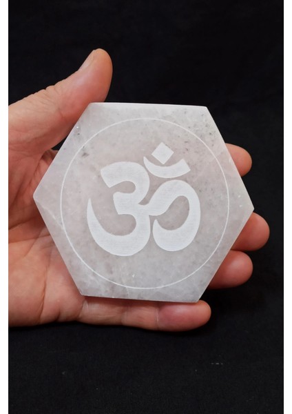 Ohm Sembolü Enerji Yükleyici Beyaz Selenit Altıgen Plaka 58AO fiyatları