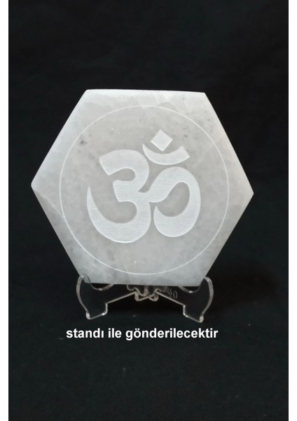 Ohm Sembolü Enerji Yükleyici Beyaz Selenit Altıgen Plaka 58AO indirimleri