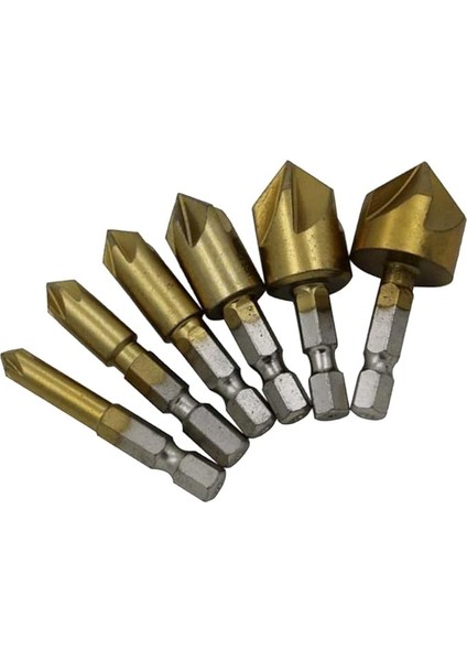 Yiv Açma Aleti 6 Adet Hss Matkap Ucu Seti 90° 6, 8, 9, 12, 16, 19 mm Havşa Uçları