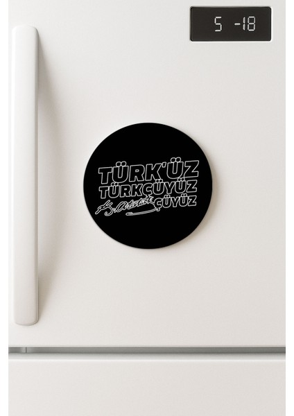 Desenli Temalı Yuvarlak Buzdolabı Magnet – 10X10 cm Atatürkçüyüz