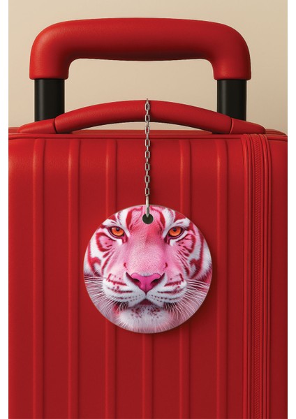 Desenli Baskılı Pleksi Zincir Aparatlı Bavul Etiketi Valiz Etiketi PINKPANTER20366