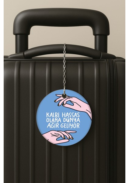 Kalbi Hassas Desenli Uv Baskılı Pleksi Bavul Etiketi Seyahat Tatil Valiz Etiketi