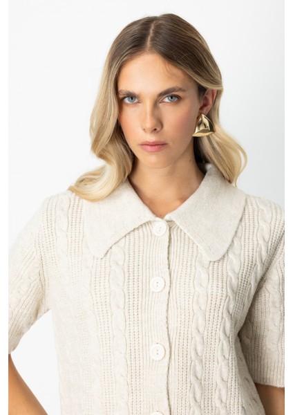 Kadın Kısa Kollu Örme Hırka 65917 Bej fiyatları