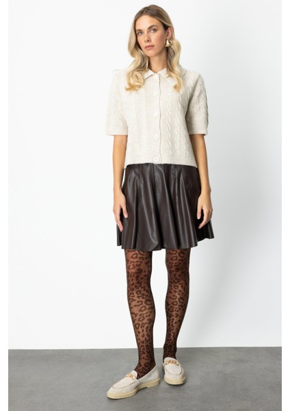 Kadın Kısa Kollu Örme Hırka 65917 Bej modelleri