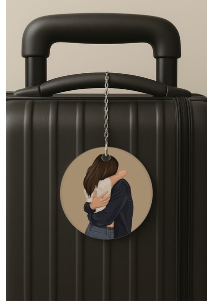 Sevgililer Desenli Uv Baskılı Pleksi Bavul Etiketi Seyahat Tatil Valiz Etiketi