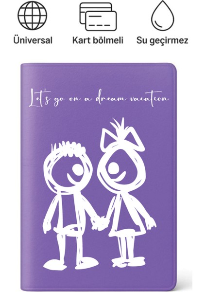 Pasaport Kılıfı Pasaportluk Desenli Pasaport Kabı Su Geçirmez Lets Go