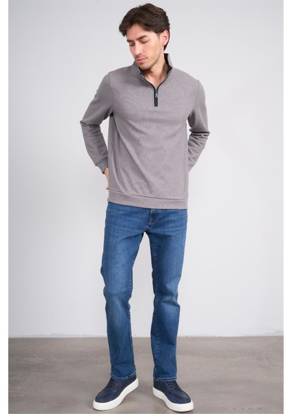 Çetinkaya Mentality 4412 Erkek Fermuarlı Dik Yaka Selanik Sweatshirt Açık Gri fiyatları